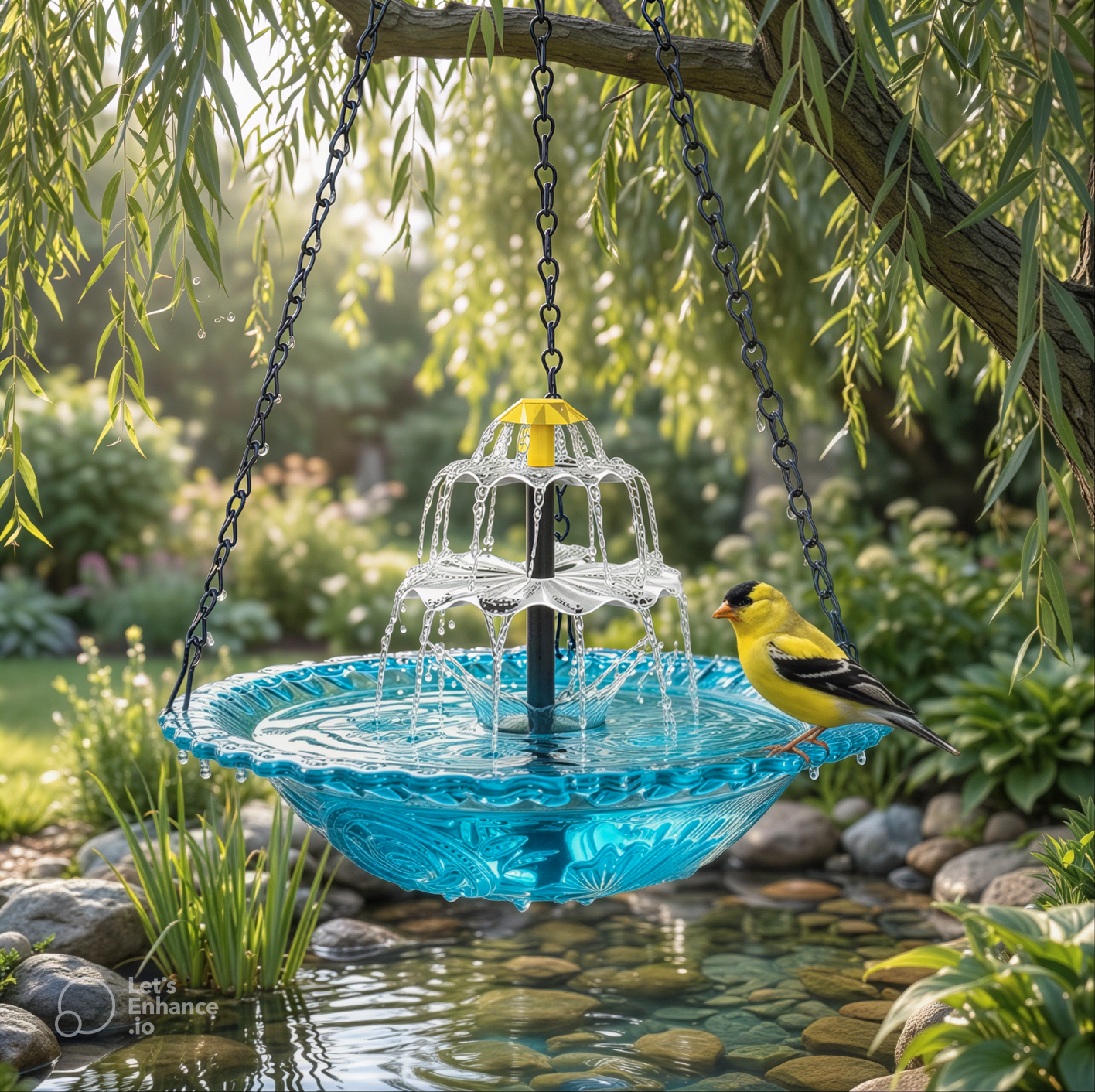 Solar-Powered Hanging Bird Bath Fountain