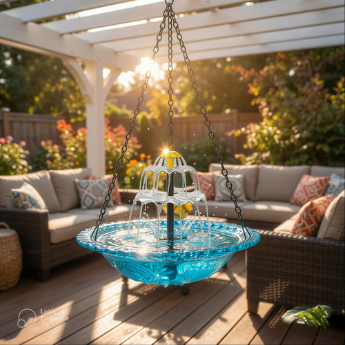 Solar-Powered Hanging Bird Bath Fountain